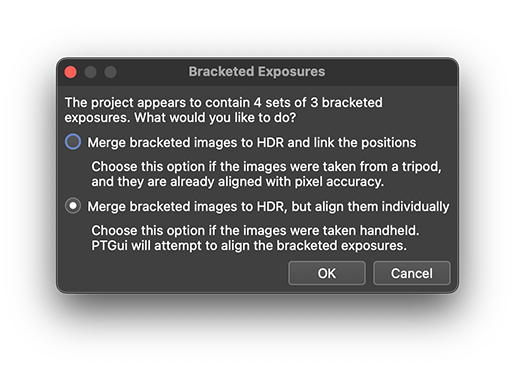 Linking bracketed exposures